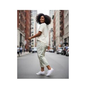 Isaac Mizrahi Green and white Tie-Dye Trousers